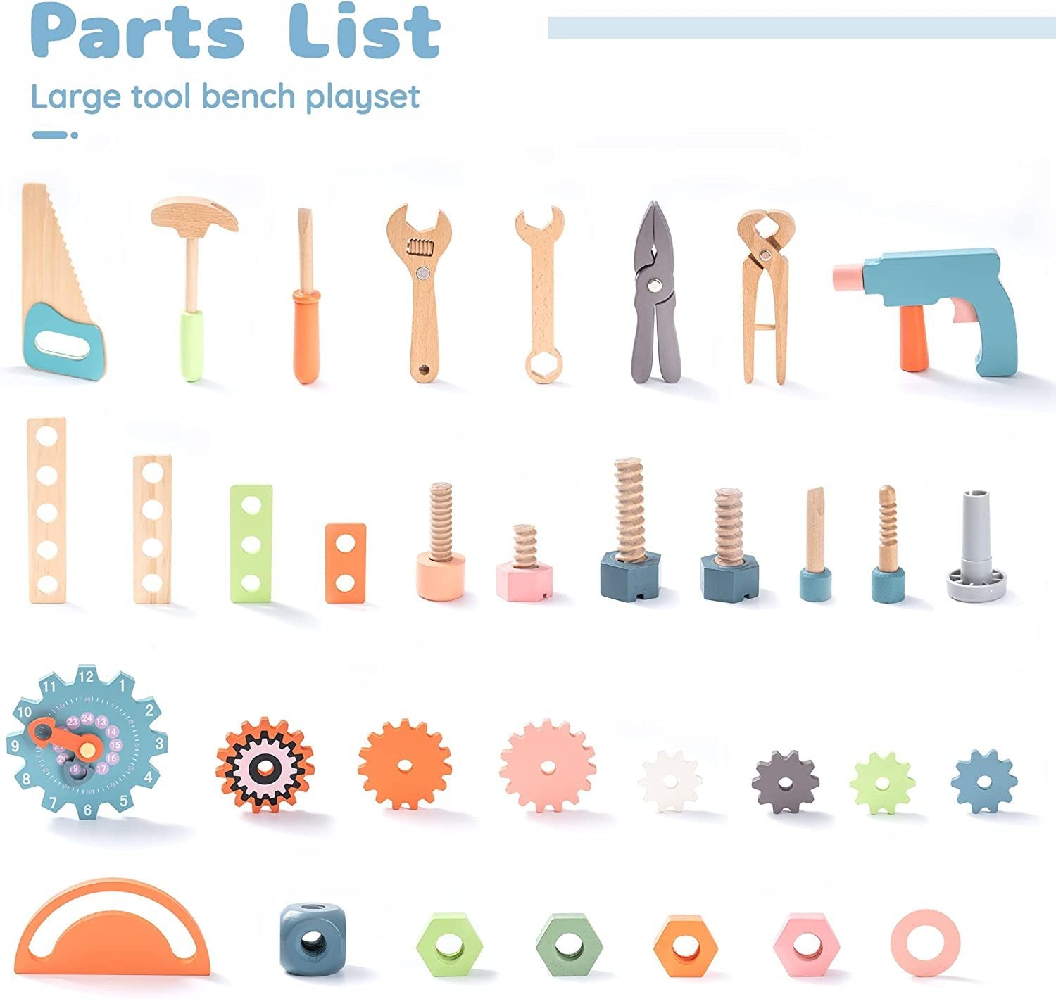 ROBOTIME Wooden Tool Workbench Play Set for Kids Ages 3-6 | Pretend Play Workshop Toy