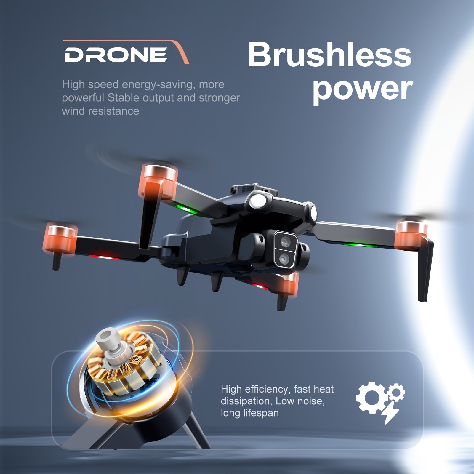 Complete drone kit with remote control, battery, USB charger and spare propellers
