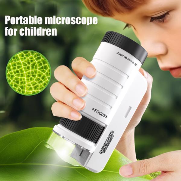 Educational science microscope with eye-safe optics for kids biology learning
